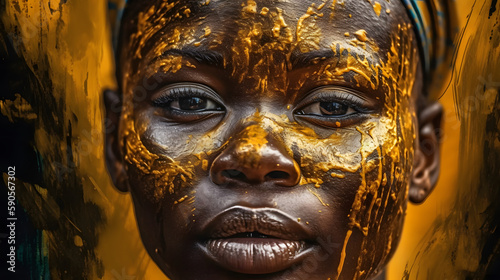 Yellow Face: A Bold and Artistic Portrait of an Afro-American Woman