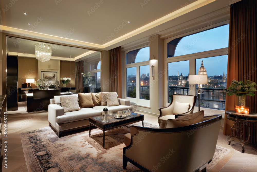 Living room in a classy luxury home, Generative AI Living room in a classy luxury home, Generative AI