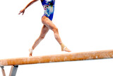 legs female gymnast exercise balance beam gymnastics on transparent background, olympic sports included in summer games