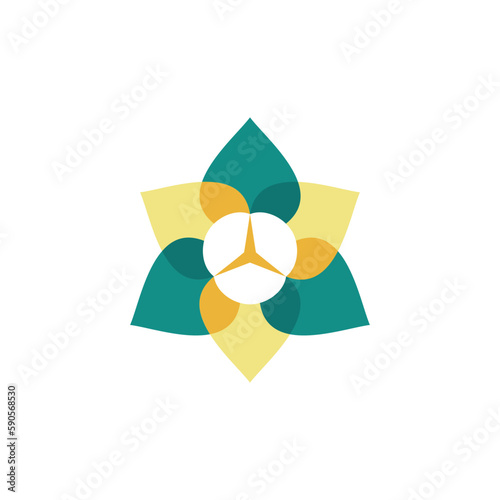 Cambodia romduol flower with modern overlapping leaves transparency effects 