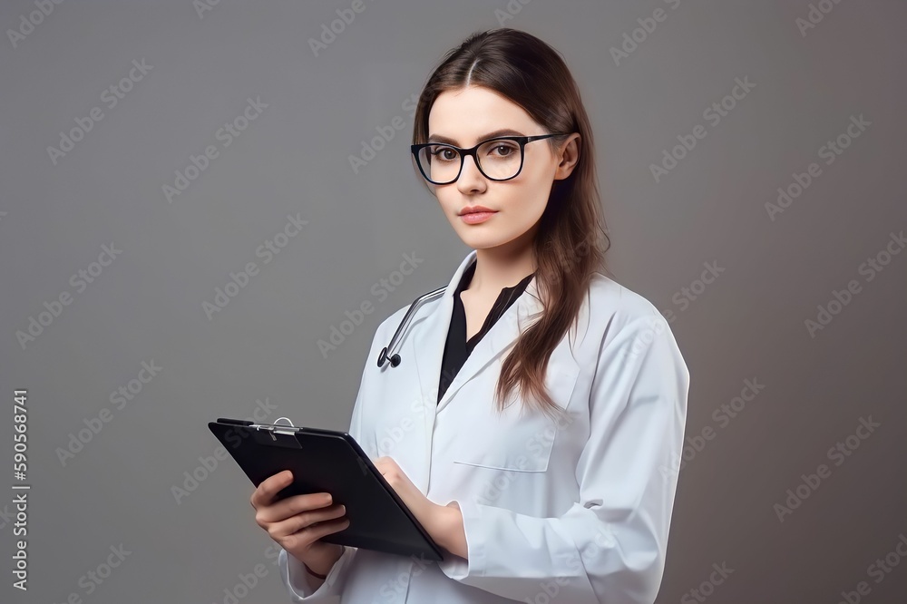 Beautiful female doctor with stethoscope on пкун background. ai generated. Beautiful female doctor with stethoscope on пкун background. ai generated.