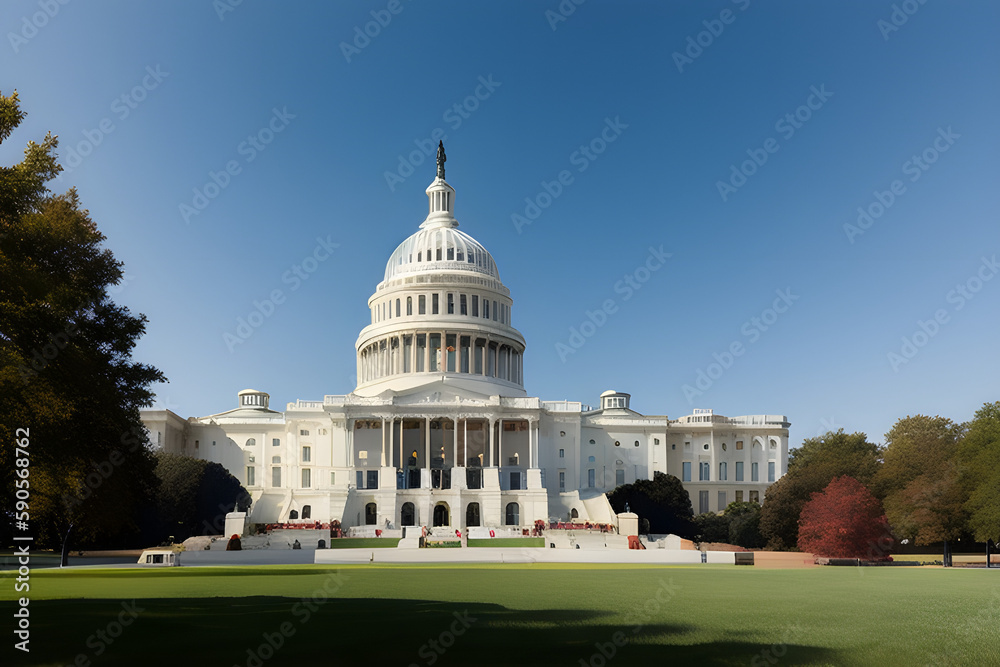 United States Capitol building in Washington DC with cut out background.