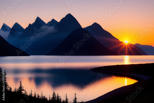 Sunset on Mountains, Misty Fjords National Monument, Alaska photo