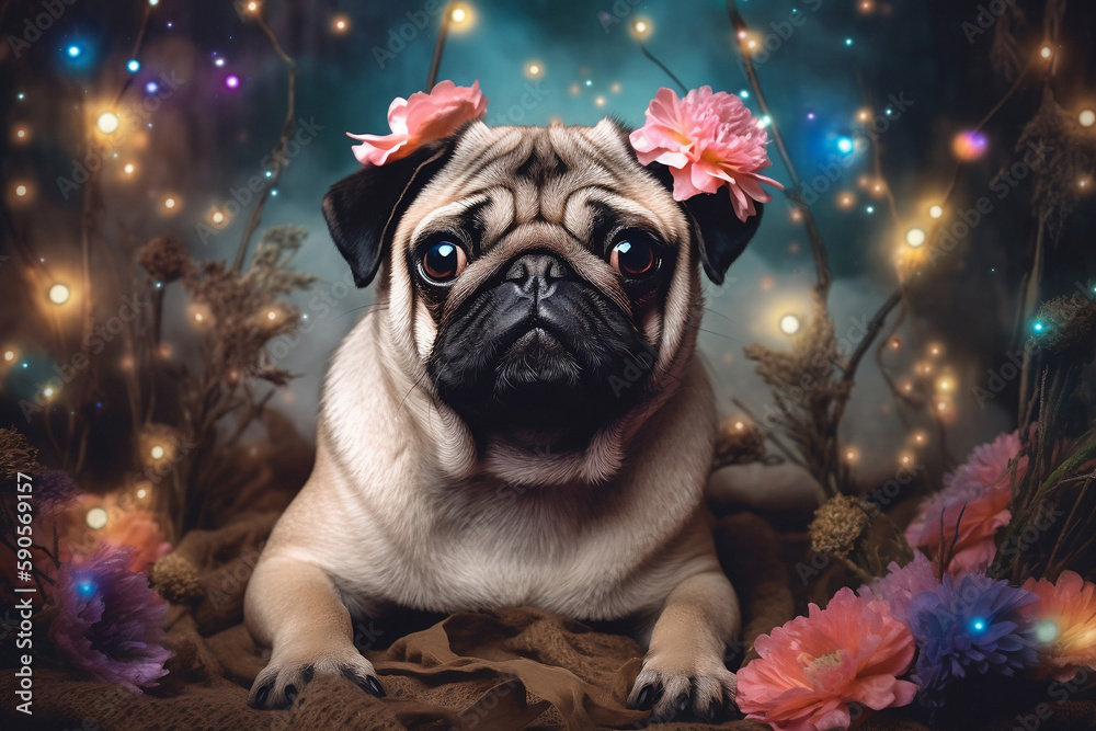 Fairy Pug in the Forest