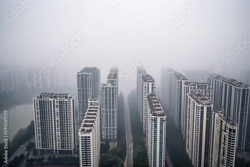 Chongqing China centrum city in fog   generative artificial intelligence
