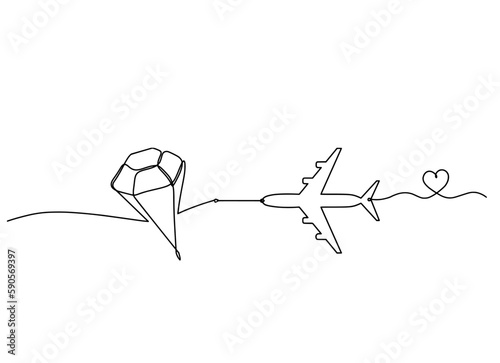 Abstract crystal with plane as continuous lines drawing on white background