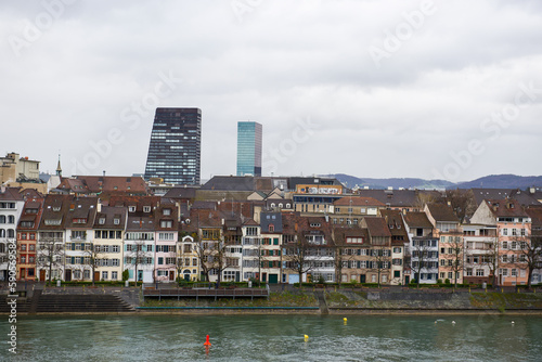 swiss city Basel with skyline in the background