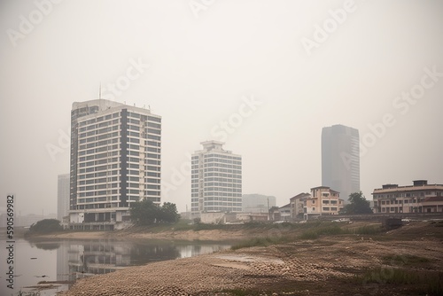 Kinshasa Democratic Republic of the Congo centrum city in fog, generative artificial intelligence  © Tor Gilje