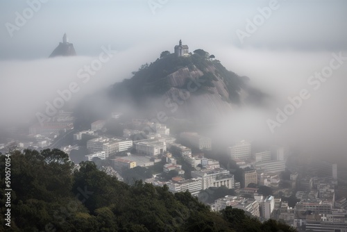 Rio de Janeiro Brazil centrum city in fog   generative artificial intelligence