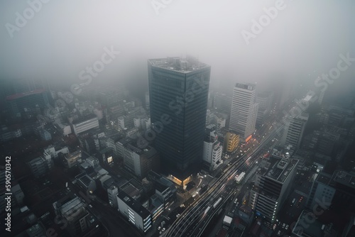 London centrum city in fog , generative artificial intelligence