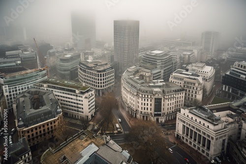 London United Kingdom centrum city in fog , generative artificial intelligence