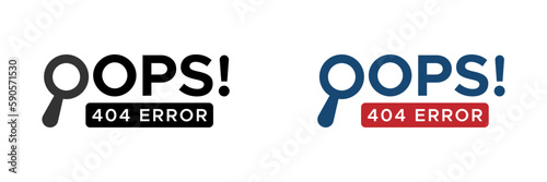 Oops 404 error web site vector icons set