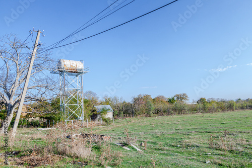 landscape with water tank, Georgia, Nikozi, South Ossetia