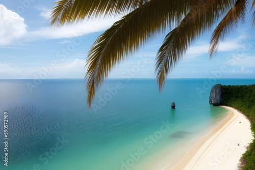 Beautiful Landscape summer vertical front viewpoint tropical sea beach white sand clean and blue sky background calm Nature ocean Beautiful wave water travel at Sai Kaew Beach thailand Chonburi