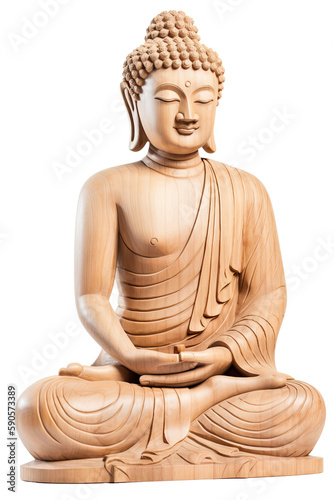 buddha statue isolated on transparent background made with generative ai