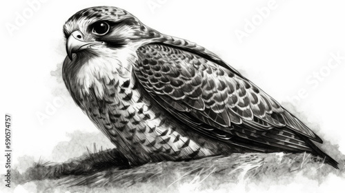 Black and white portrait of falcon, generative ai