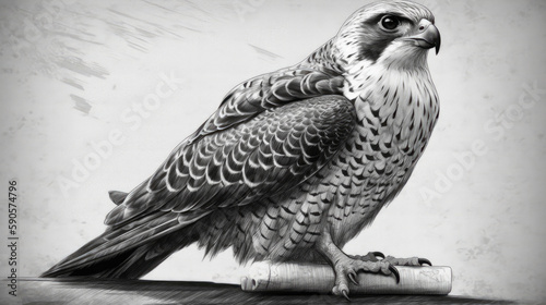 Black and white portrait of falcon, generative ai