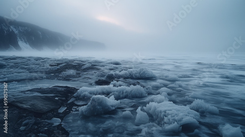 Wallpaper Mural Artic sea frozen with a lot of small ice pieces, generative ai Torontodigital.ca