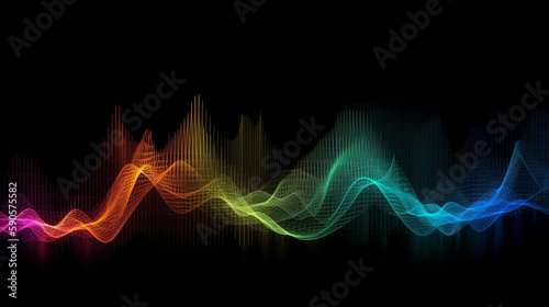 Abstract symbols of echo vibrating and sounds wave, rainbow sound wave, generative ai