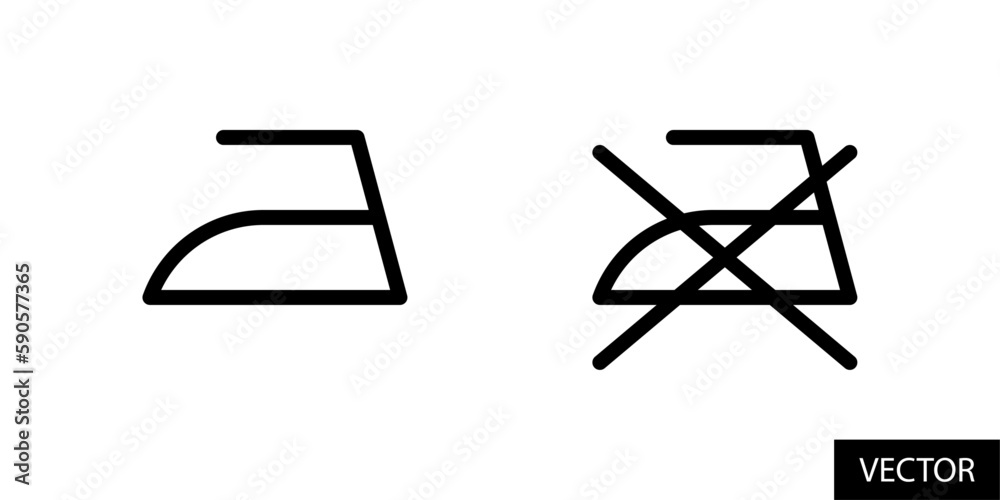 Iron and do not iron, no ironing laundry symbol vector icons in line style design for website, app, UI, isolated on white background. Editable stroke. Vector illustration. Iron and do not iron, no ironing laundry symbol vector icons in line style design for website, app, UI, isolated on white background. Editable stroke. Vector illustration.