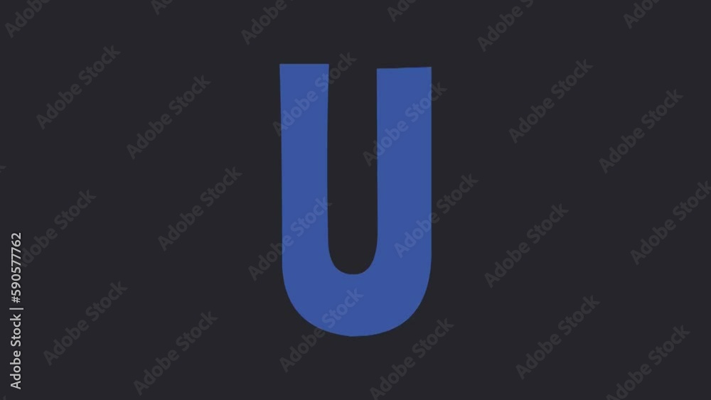 letter U, colorful animation on black background letter U, colorful animation on black background