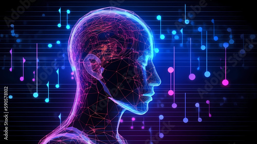 creating music using artificial intelligence. robot, modern technologies. 