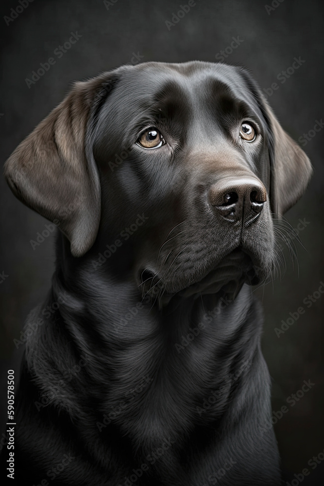 Generative AI illustration studio portrait style image of Labrador pedigree dog breed