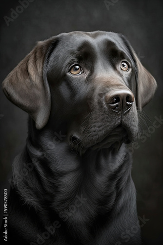 Generative AI illustration studio portrait style image of Labrador pedigree dog breed © veneratio