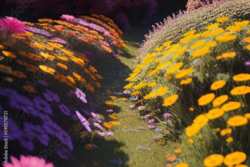abstract colorful flower field. generative ai picture