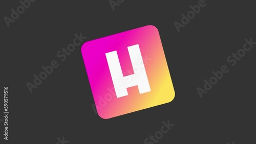 Shaking Box letter H , Animated Typeface with Gradient Element