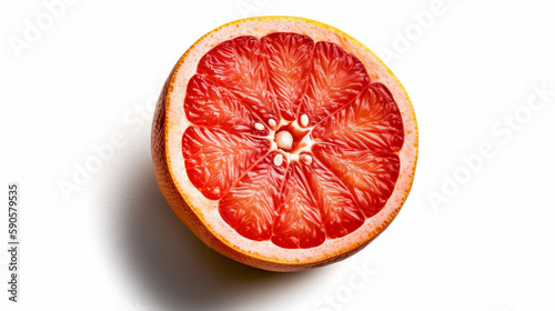 Top view of a grapefruit on white background  generative ai