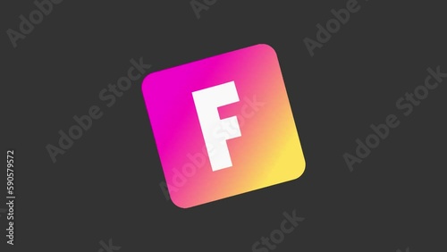 Shaking Box letter F, Animated Typeface with Gradient Element