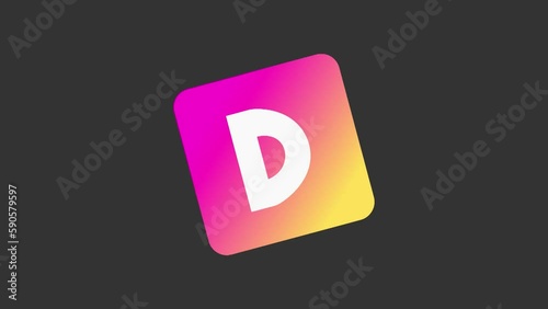 Shaking Box letter D, Animated Typeface with Gradient Element