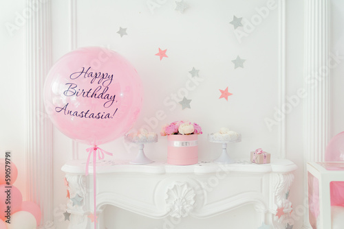 Balloon decoration for baby girl birthday party