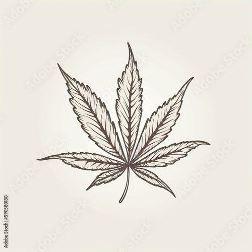Marijuana leaf. Hand drawn design element cannabis. Vintage black vector engraving illustration for label, poster, web. Generative Ai. © Kowit