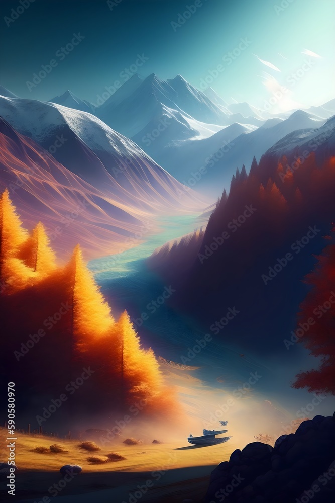 sunset over the mountains, Beautiful vertical nature picture, wallpaper, 