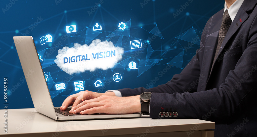 Businessman working with laptop concept Businessman working with laptop concept