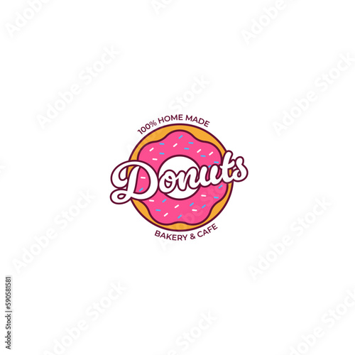 Flat donut logo design vector concept illustration idea