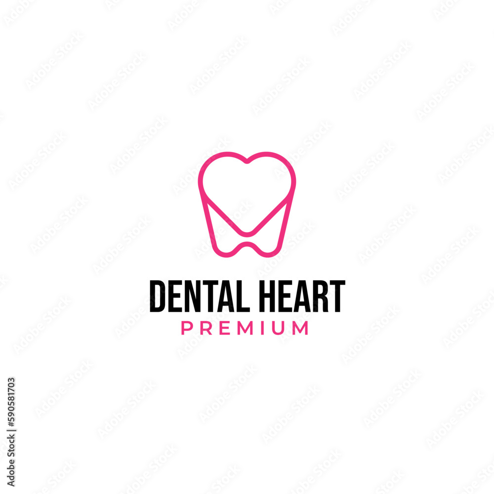 Vector love dental logo design concept illustration idea