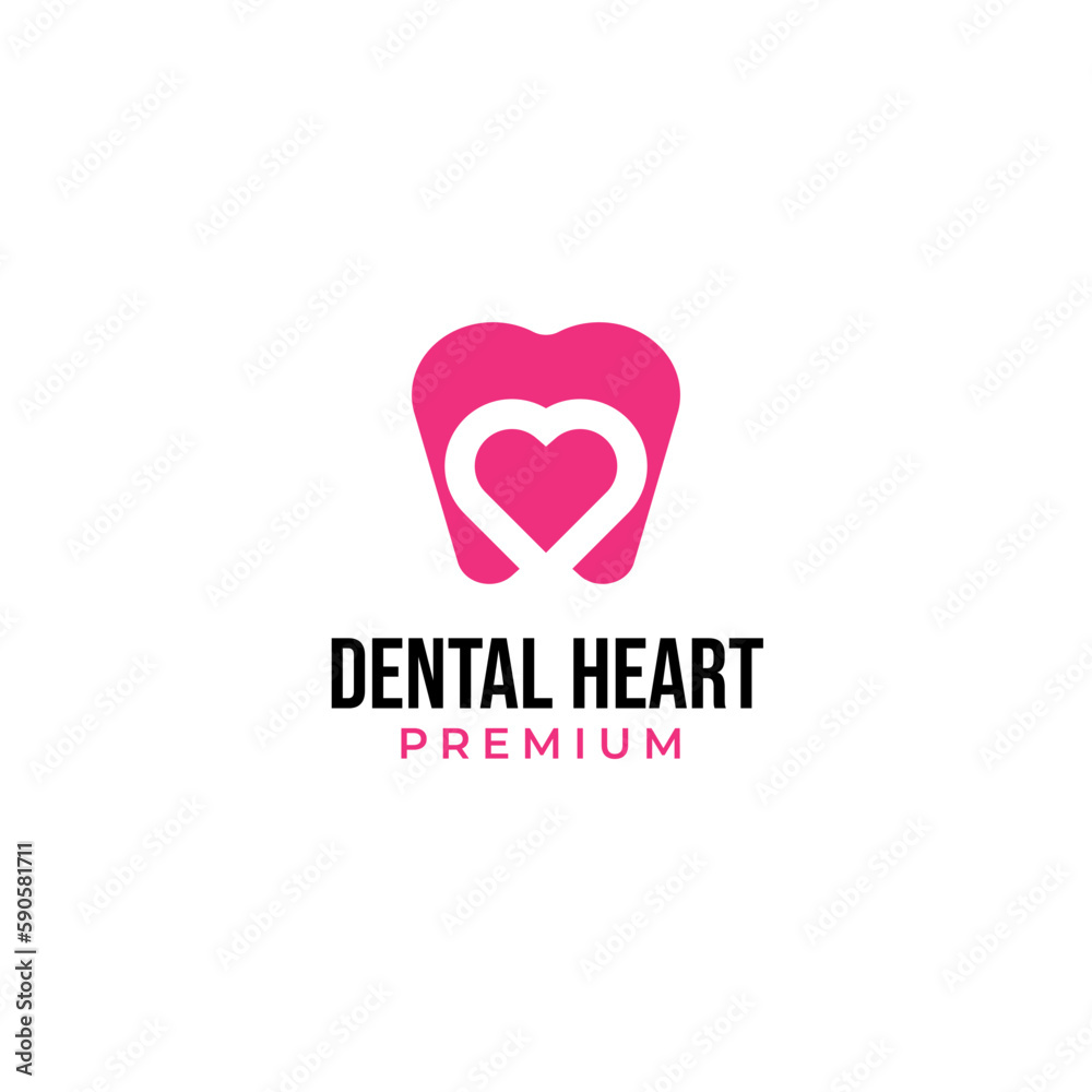 Vector love dental logo design concept illustration idea