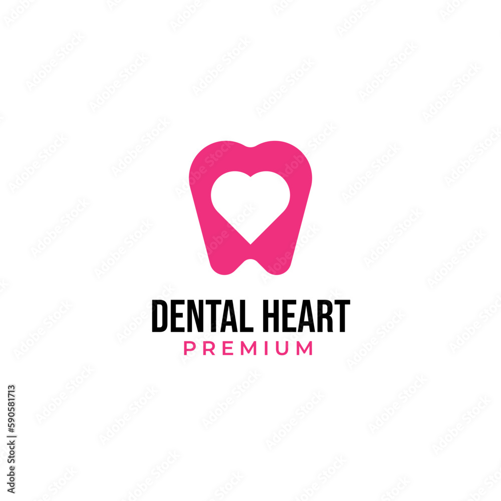 Vector love dental logo design concept illustration idea