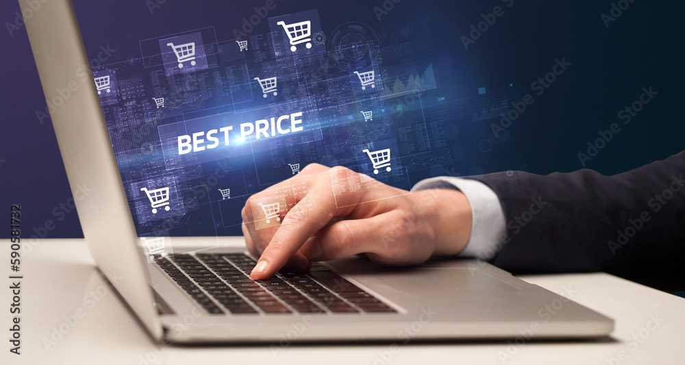 Businessman working on laptop concept Businessman working on laptop concept