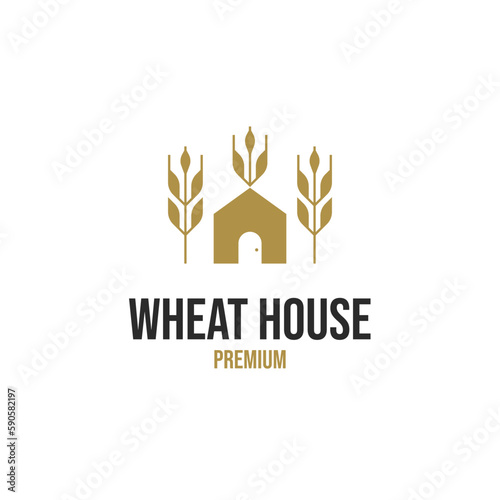 Vector wheat house logo design concept illustration idea