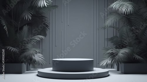stage background product display podium scene with leaf platform