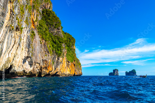 Beautiful tropical limestone islands on Koh Phi Phi Leh Thailand.