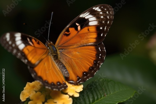 colorful butterfly perched on a vibrant flower. Generative AI