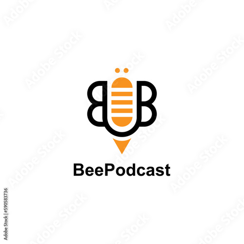 Bee podcast logo vector