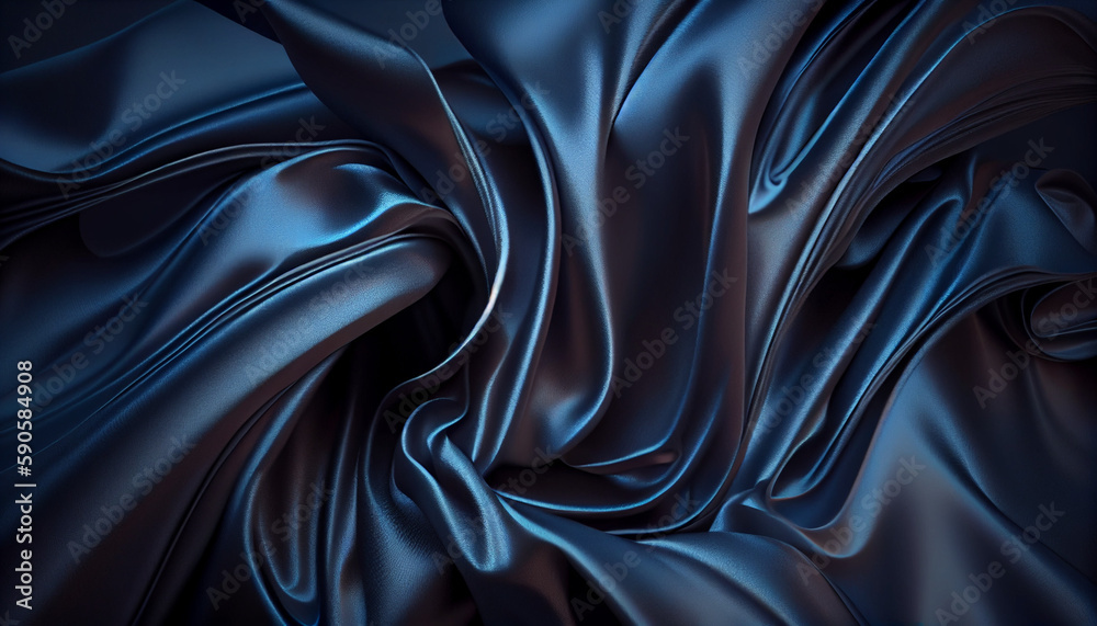 Abstract dark blue background Silk satin Navy blue Ai generated image