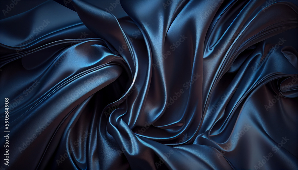 Fototapeta premium Abstract dark blue background Silk satin Navy blue Ai generated image