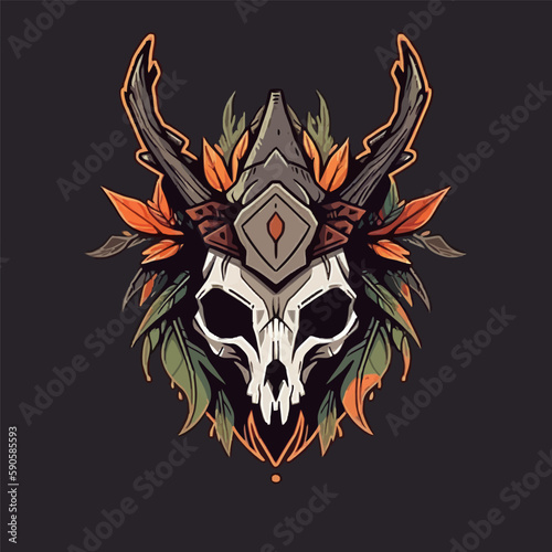 Shamans Skull Mask Vector Logo